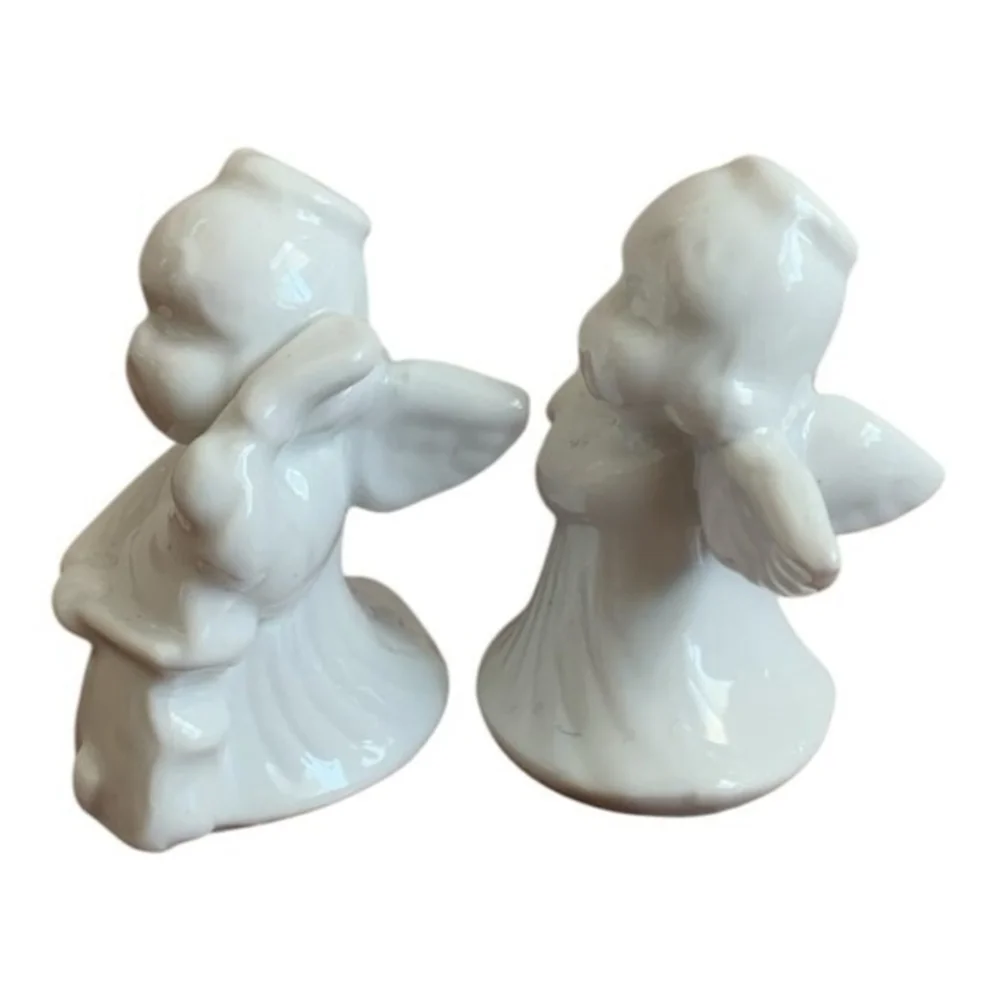 Set 4 White Ceramic Angel Musician Figurines 3